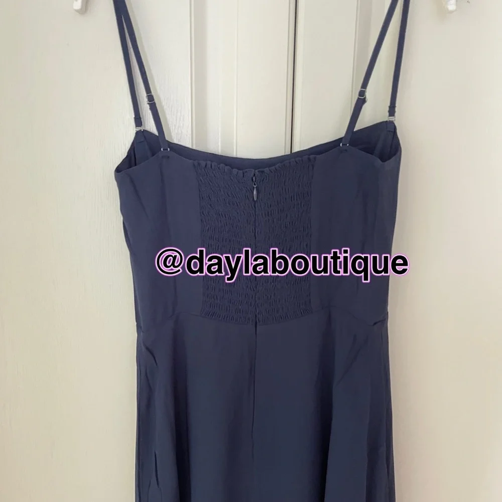 Reformation Blue Strapless Dress with Elegant Silhouette - Picture 8 of 10